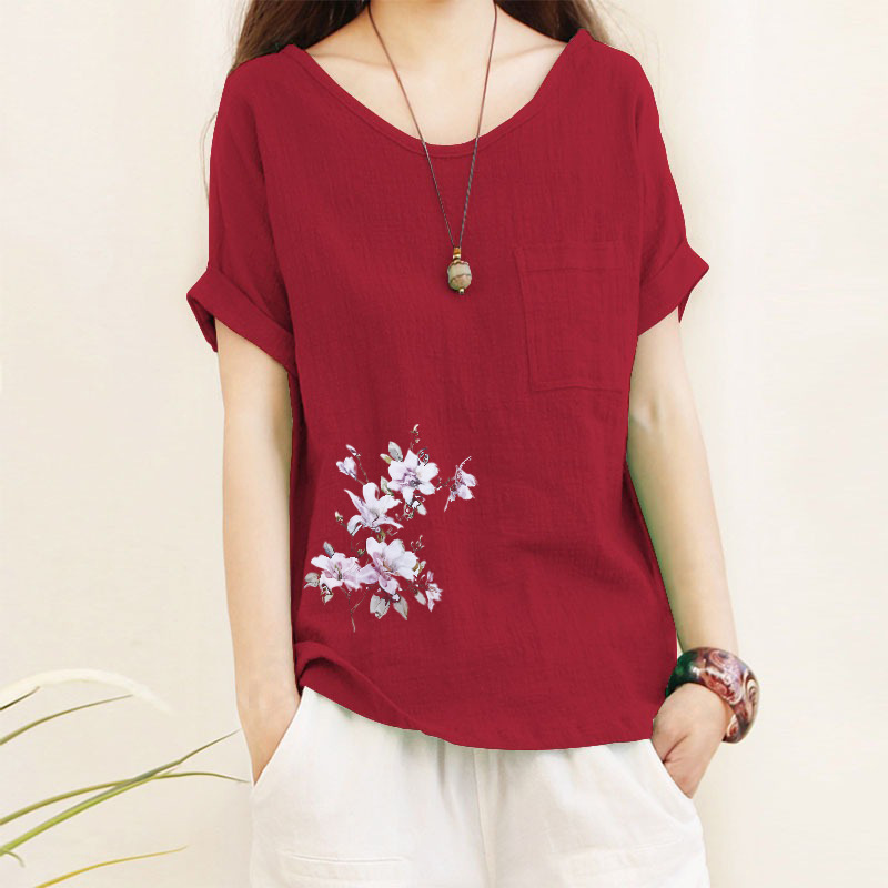 Womens Top Minimalist Cotton-linen