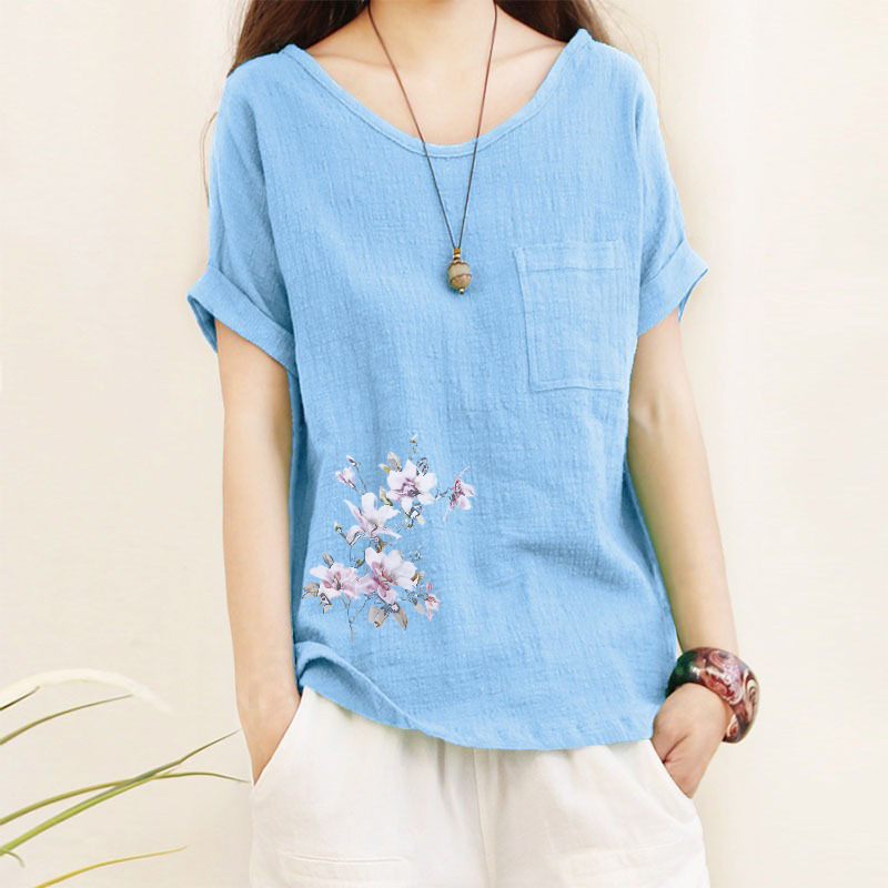 Womens Top Minimalist Cotton-linen