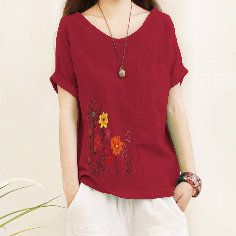 Womens Top Minimalist Cotton-linen
