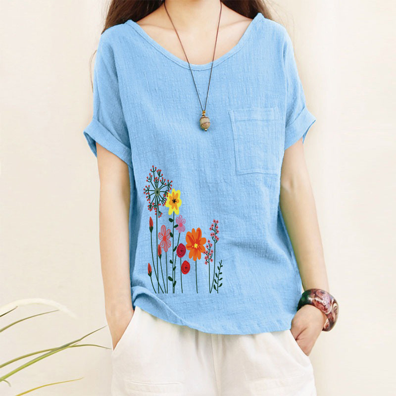 Womens Top Minimalist Cotton-linen