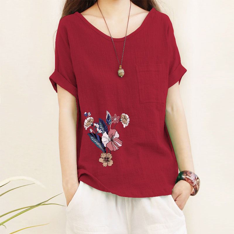 Womens Top Minimalist Cotton-linen