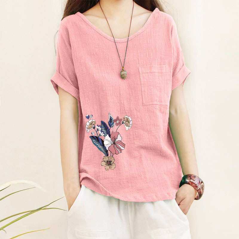 Womens Top Minimalist Cotton-linen