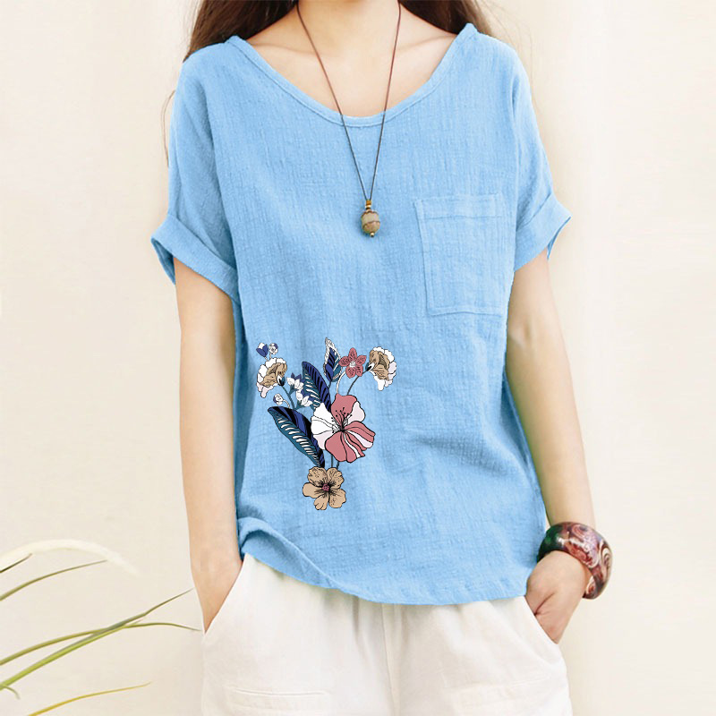 Womens Top Minimalist Cotton-linen