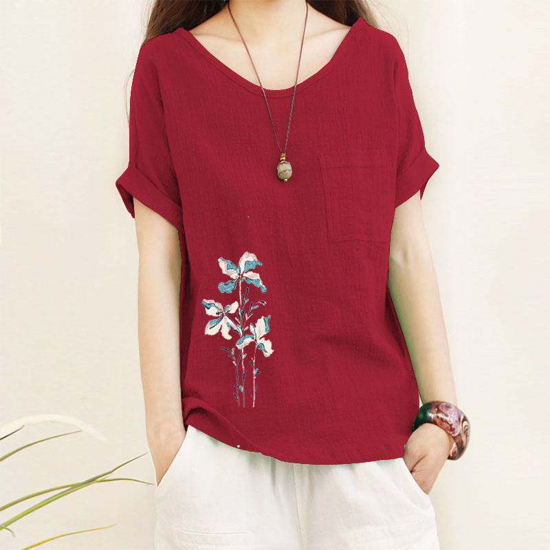 Womens Top Minimalist Cotton-linen