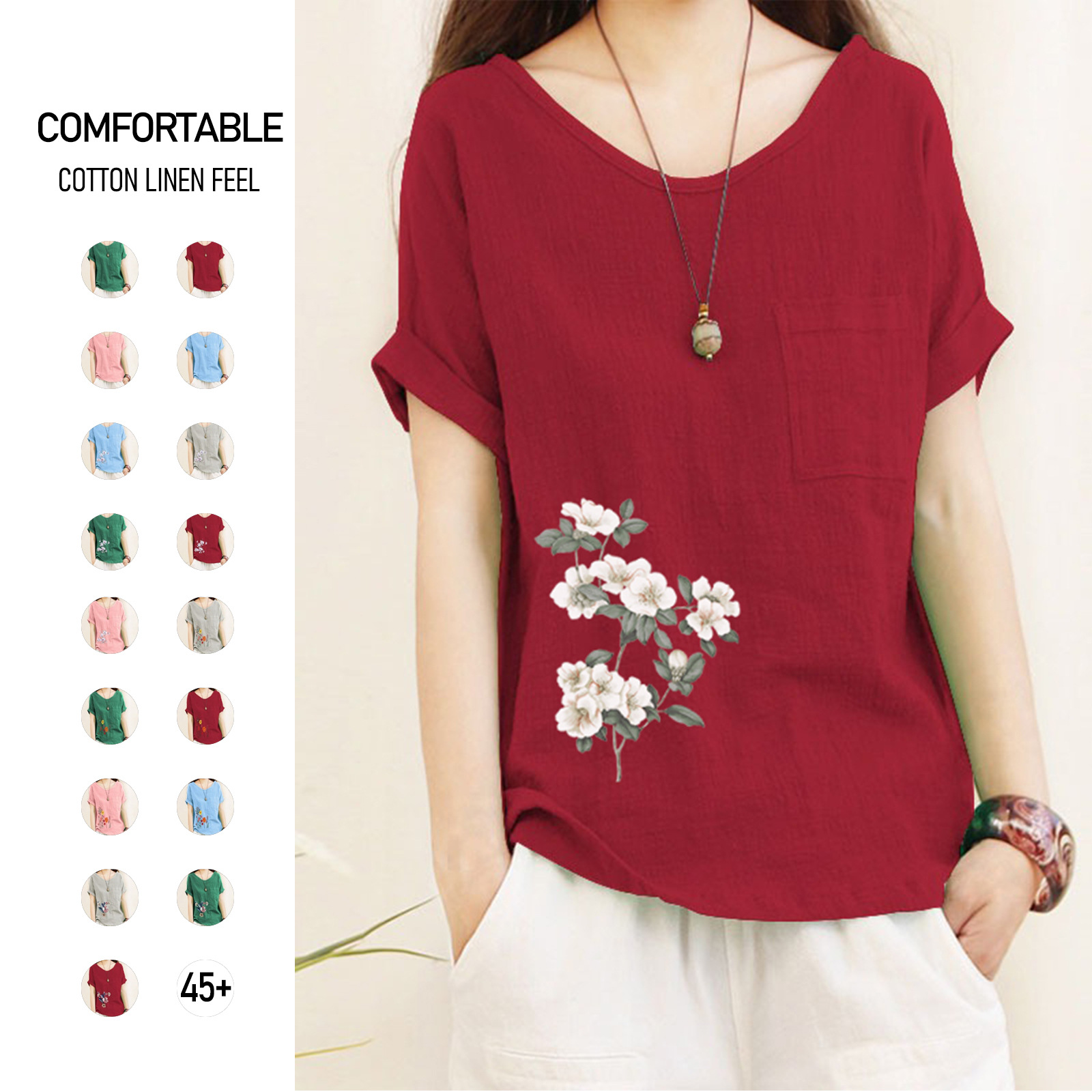 Womens Top Minimalist Cotton-linen