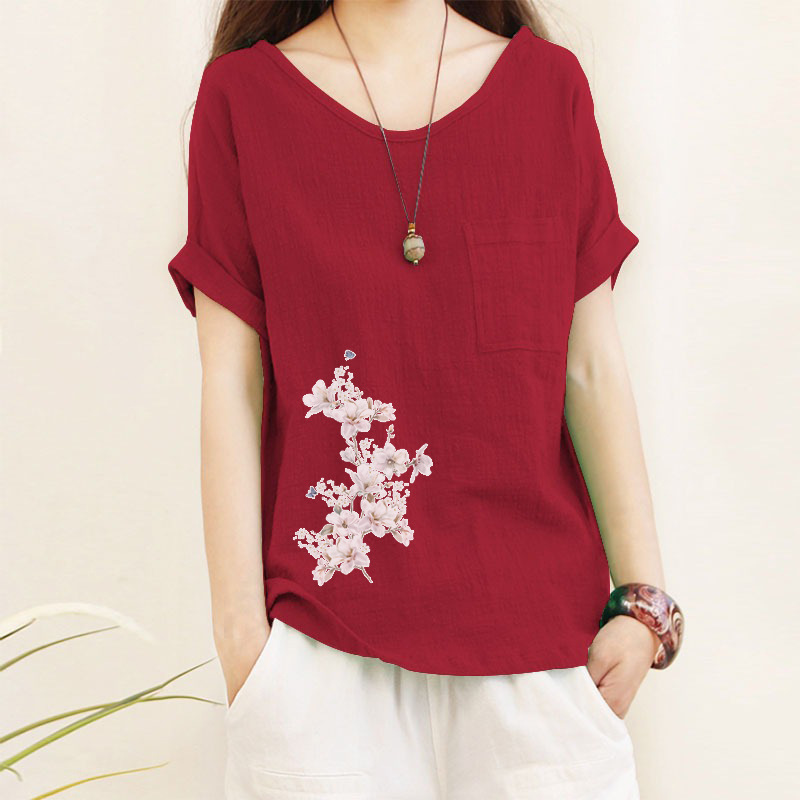 Womens Top Minimalist Cotton-linen