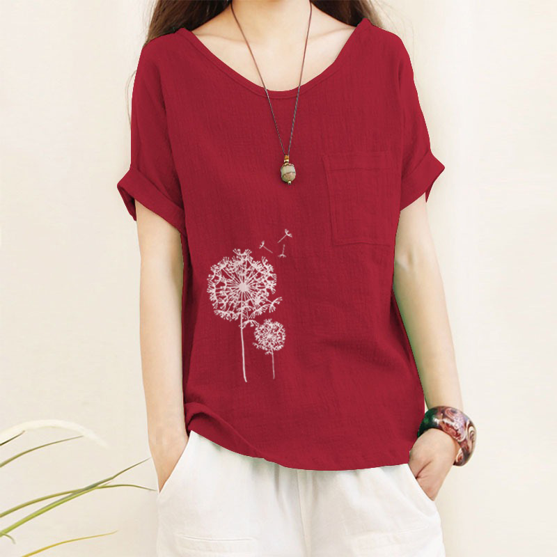 Womens Top Minimalist Cotton-linen