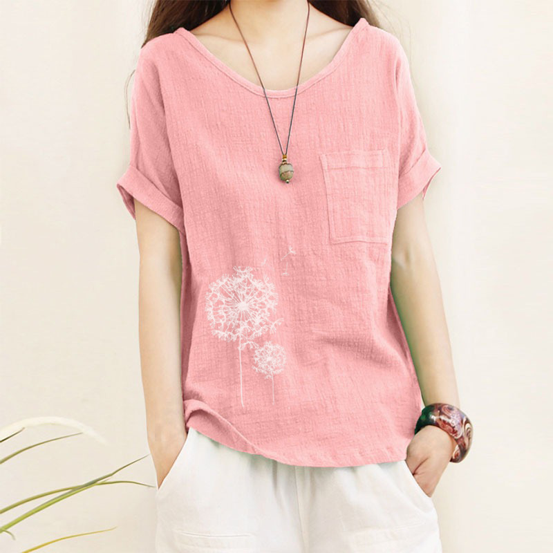 Womens Top Minimalist Cotton-linen