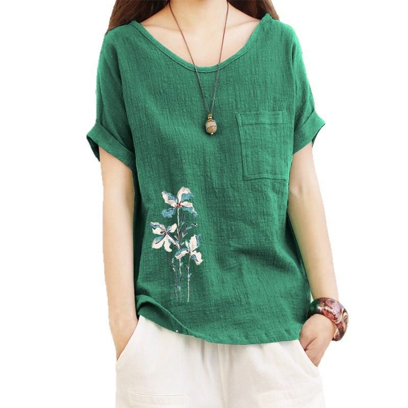 Womens Top Minimalist Cotton-linen