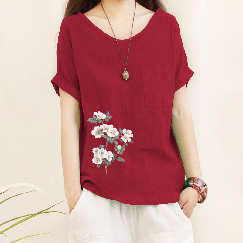 Womens Top Minimalist Cotton-linen