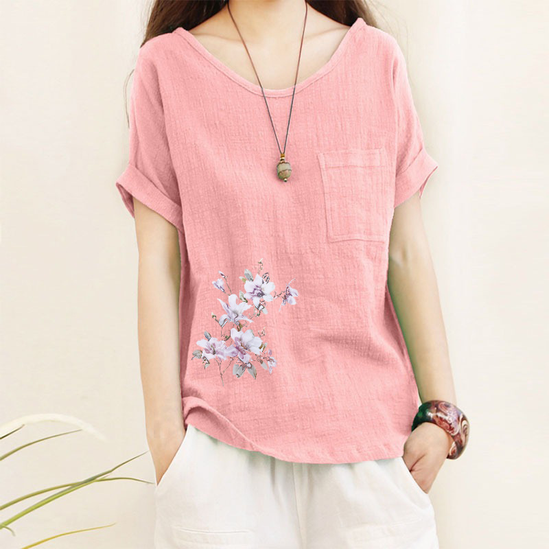 Womens Top Minimalist Cotton-linen