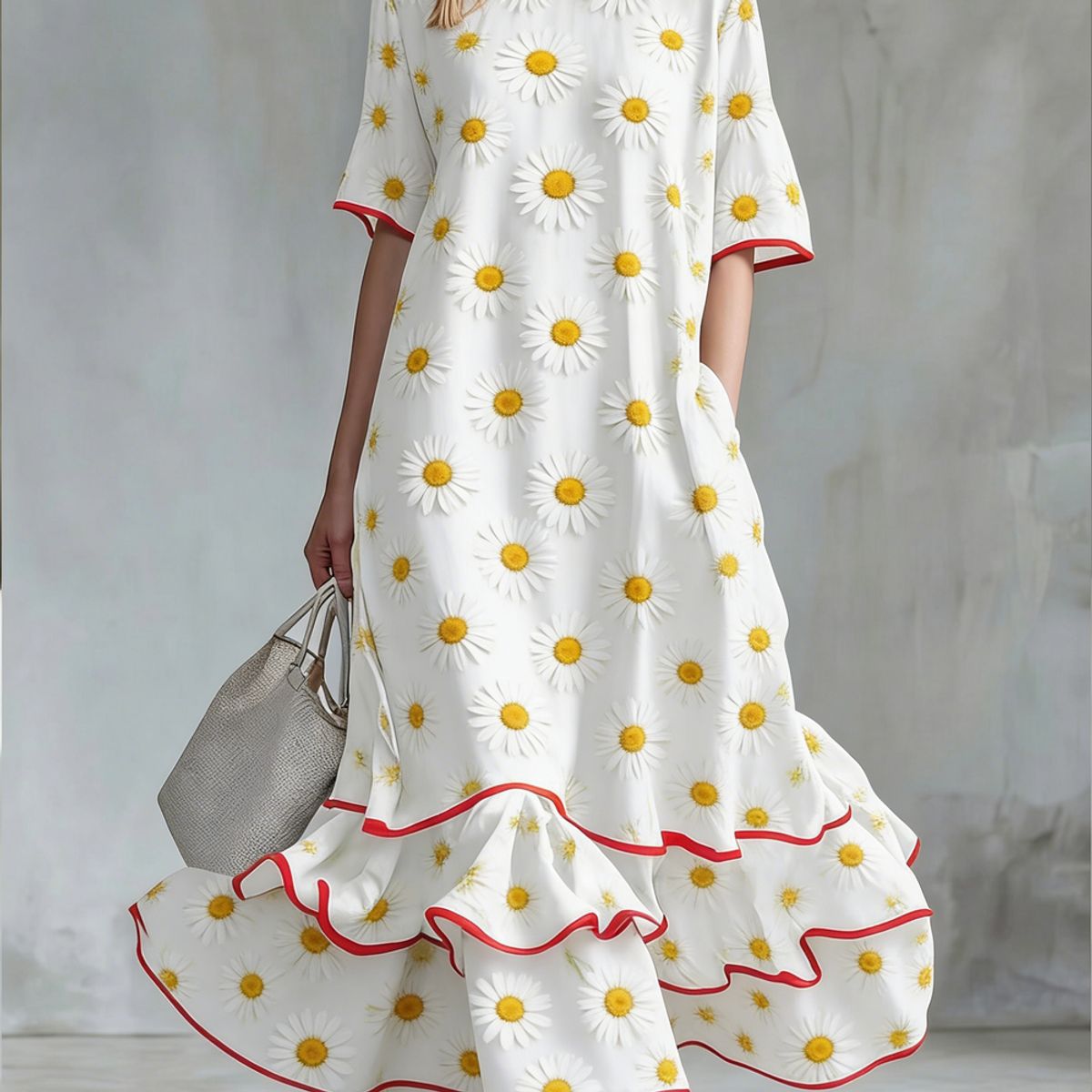 Womens Linen Contrast-striped Dress