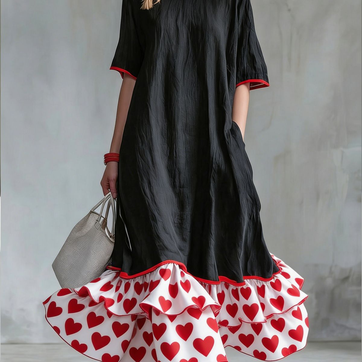 Womens Linen Contrast-striped Dress