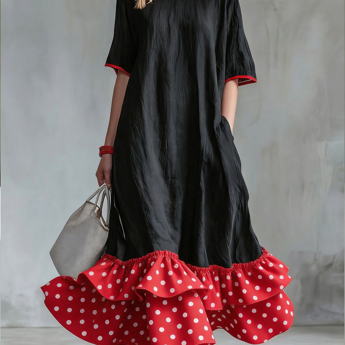 Womens Linen Contrast-striped Dress