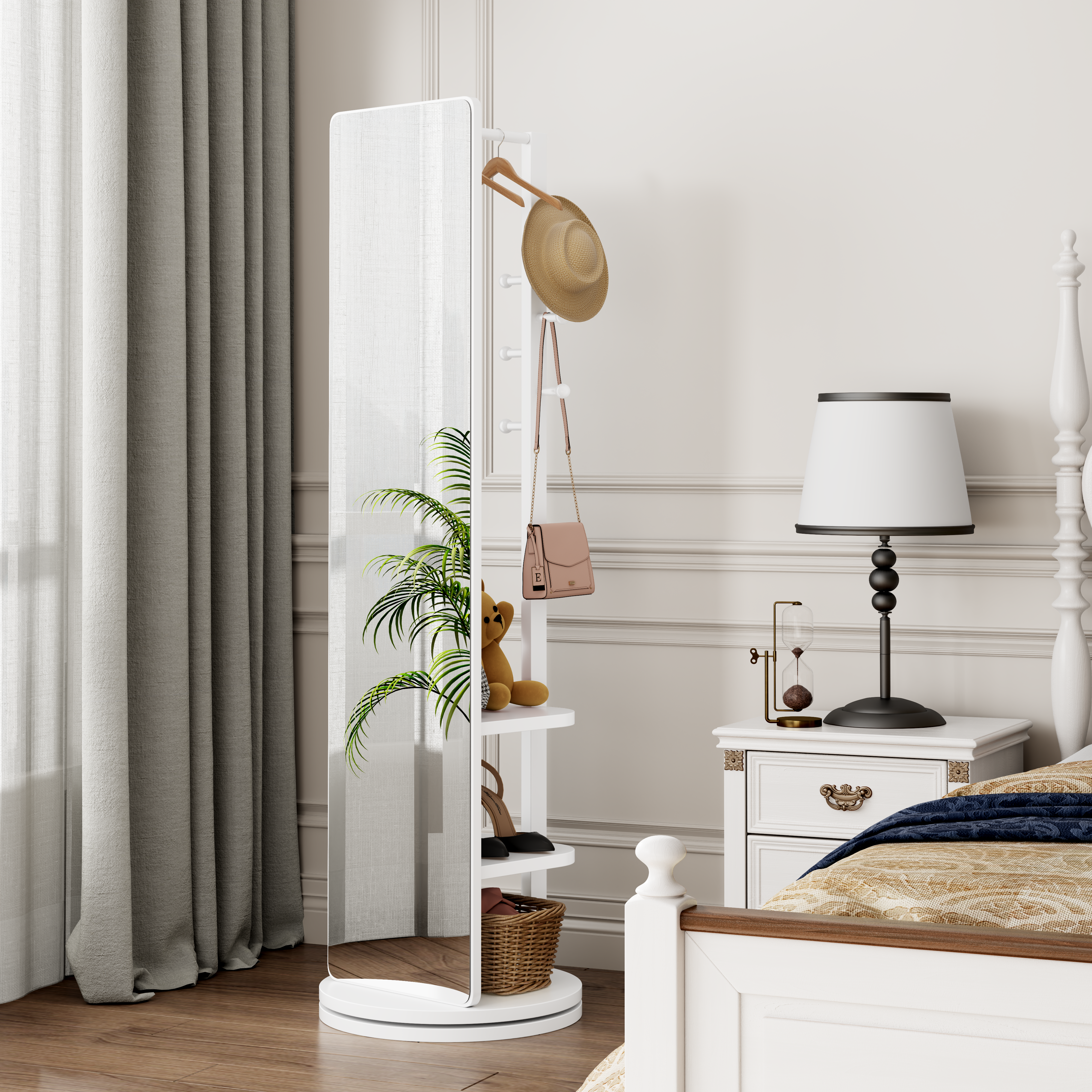 Rotating Full Length Mirror Solid Wood