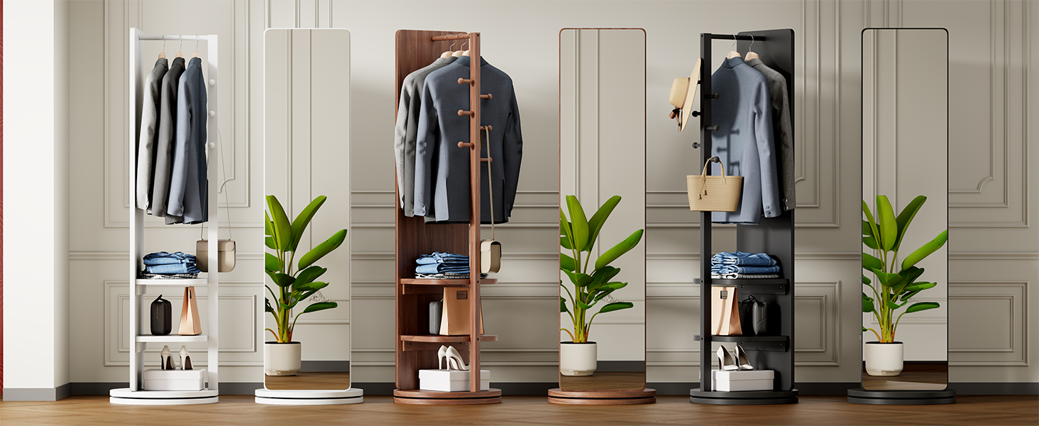 Rotating Full Length Mirror Solid Wood