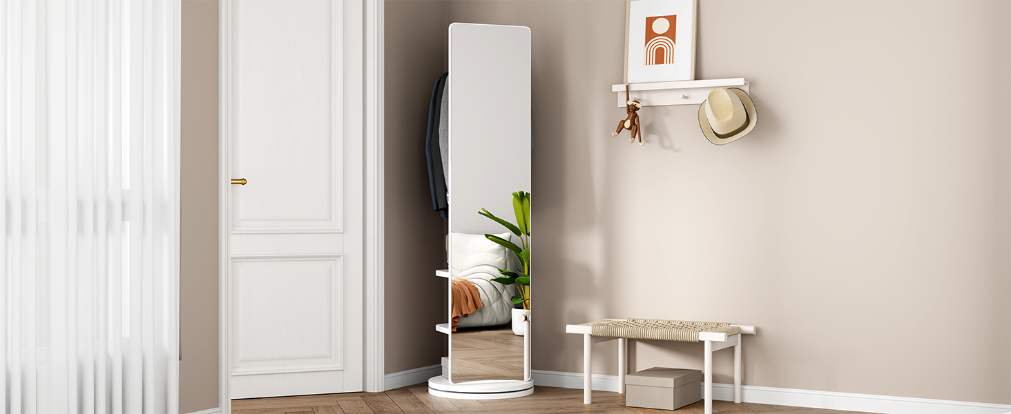 Rotating Full Length Mirror Solid Wood