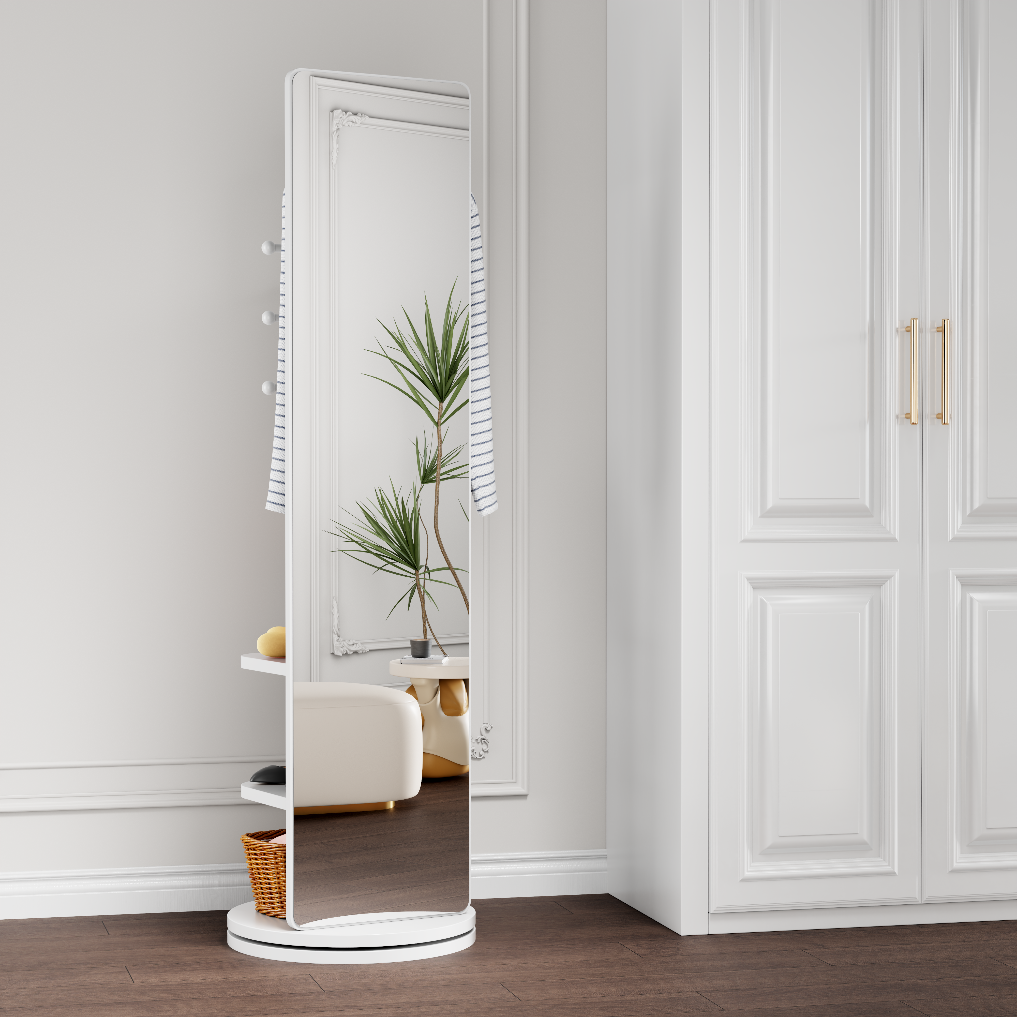 Rotating Full Length Mirror Solid Wood