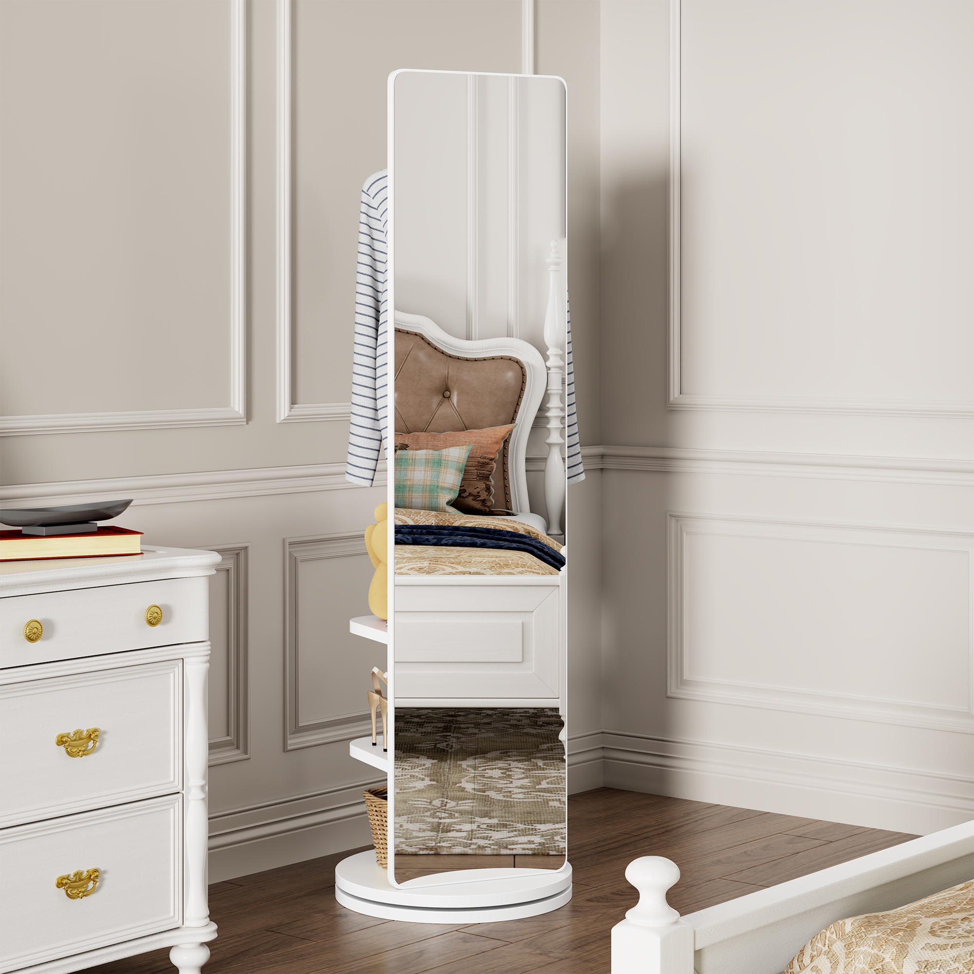 Rotating Full Length Mirror Solid Wood