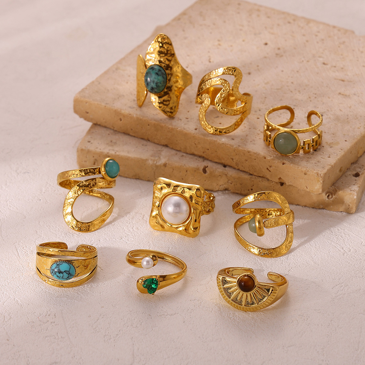 Vintage Ring 18K Gold Plated Stainless Steel