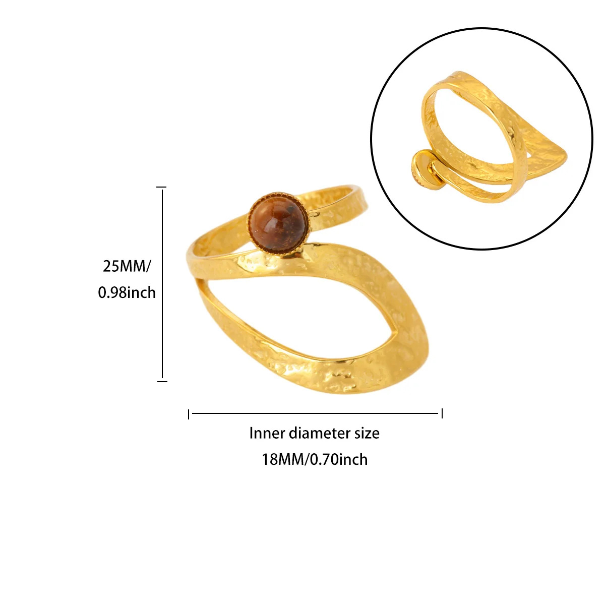 Vintage Ring 18K Gold Plated Stainless Steel