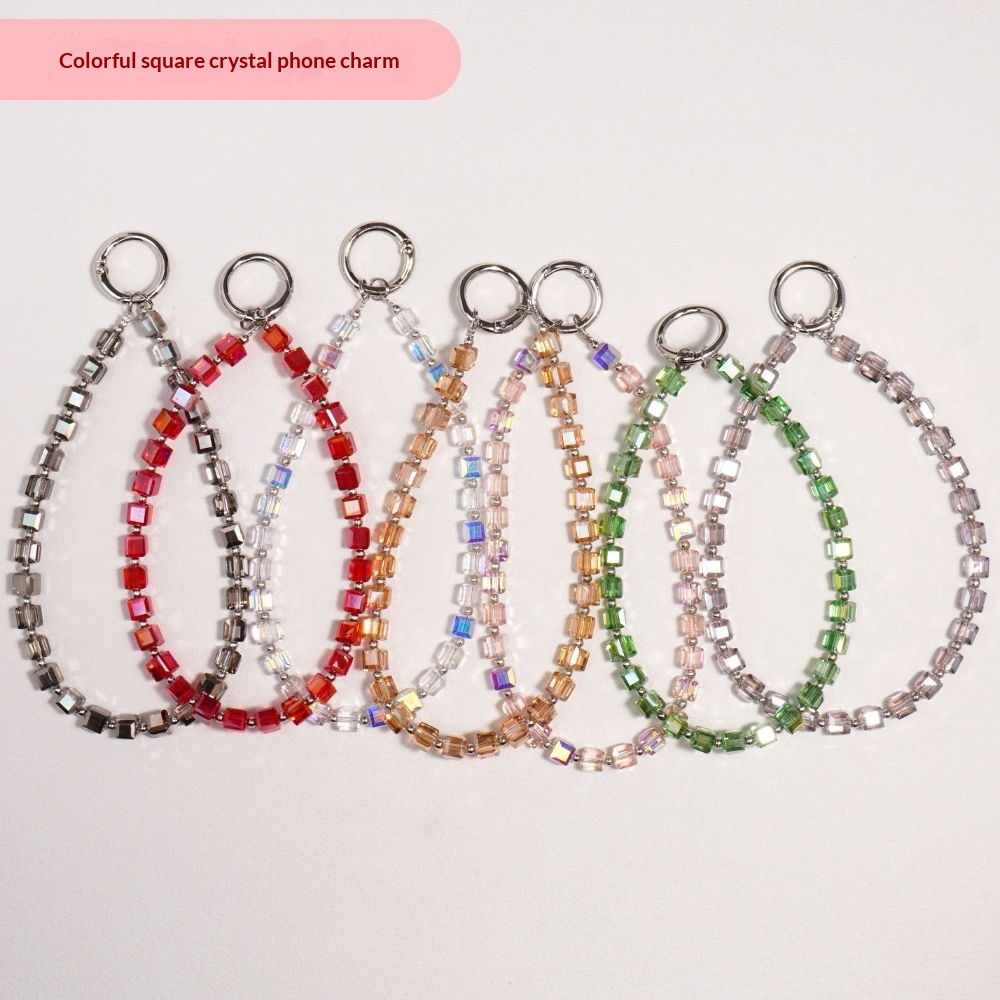 Cubic Crystal Phone Charm Lanyard