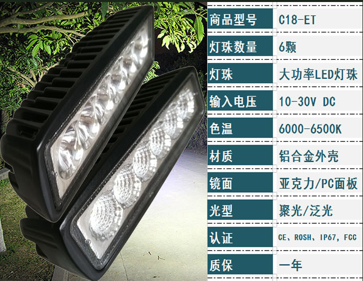 LED Work Light, 18W, Off-road Light