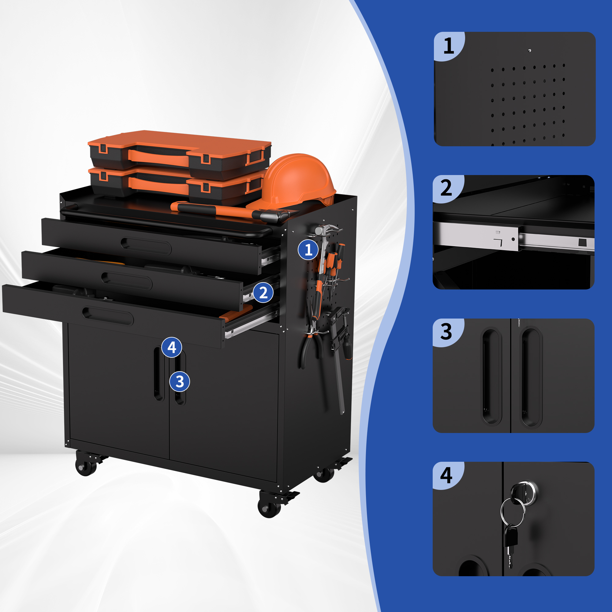 Rolling Metal Tool Cabinet