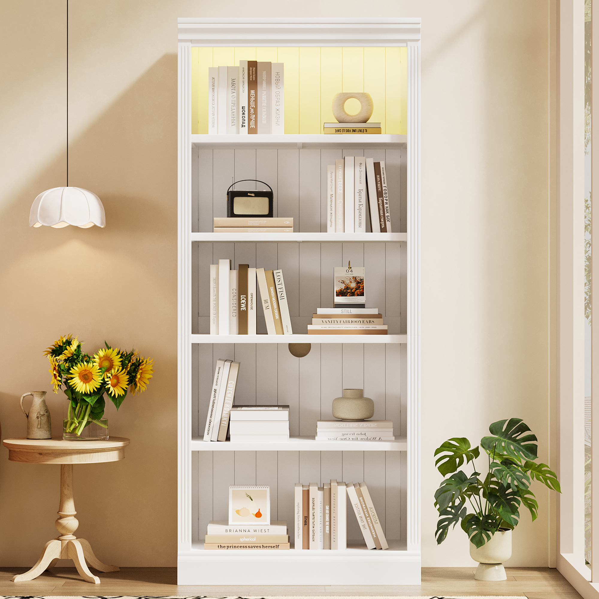 Bookcase 5-Tier Wood White