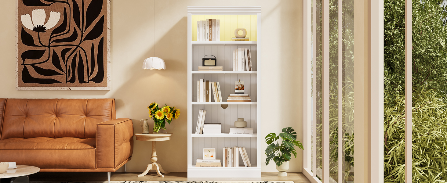 Bookcase 5-Tier Wood White