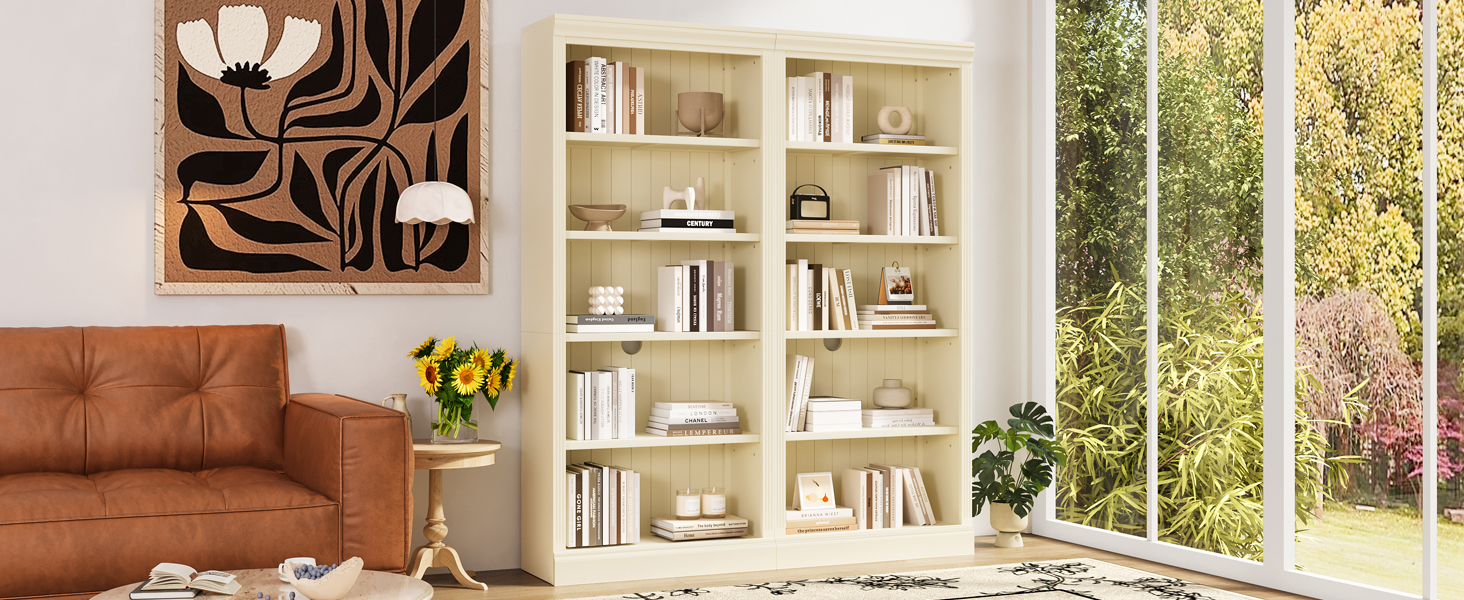 Wood Bookcase Suite 5-Tier Adjustable