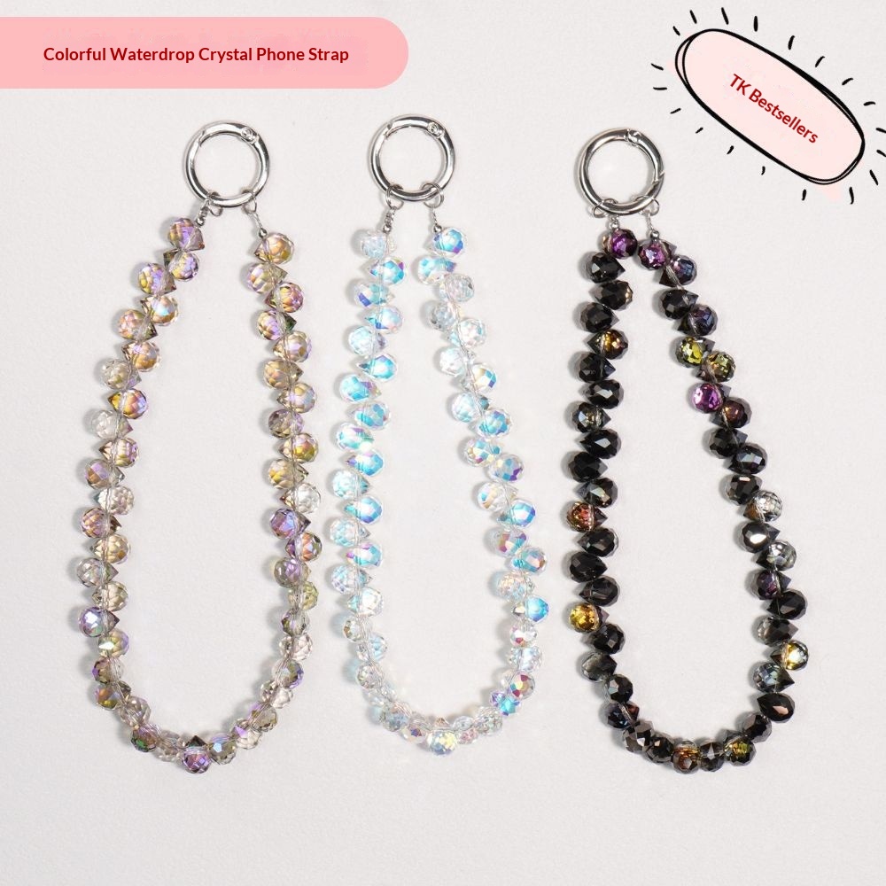 Crystal Phone Charm, Beaded Chain Keychain