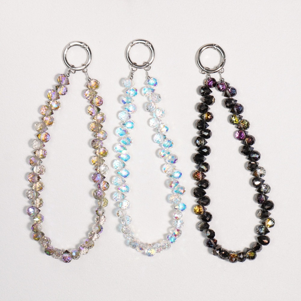 Crystal Phone Charm, Beaded Chain Keychain