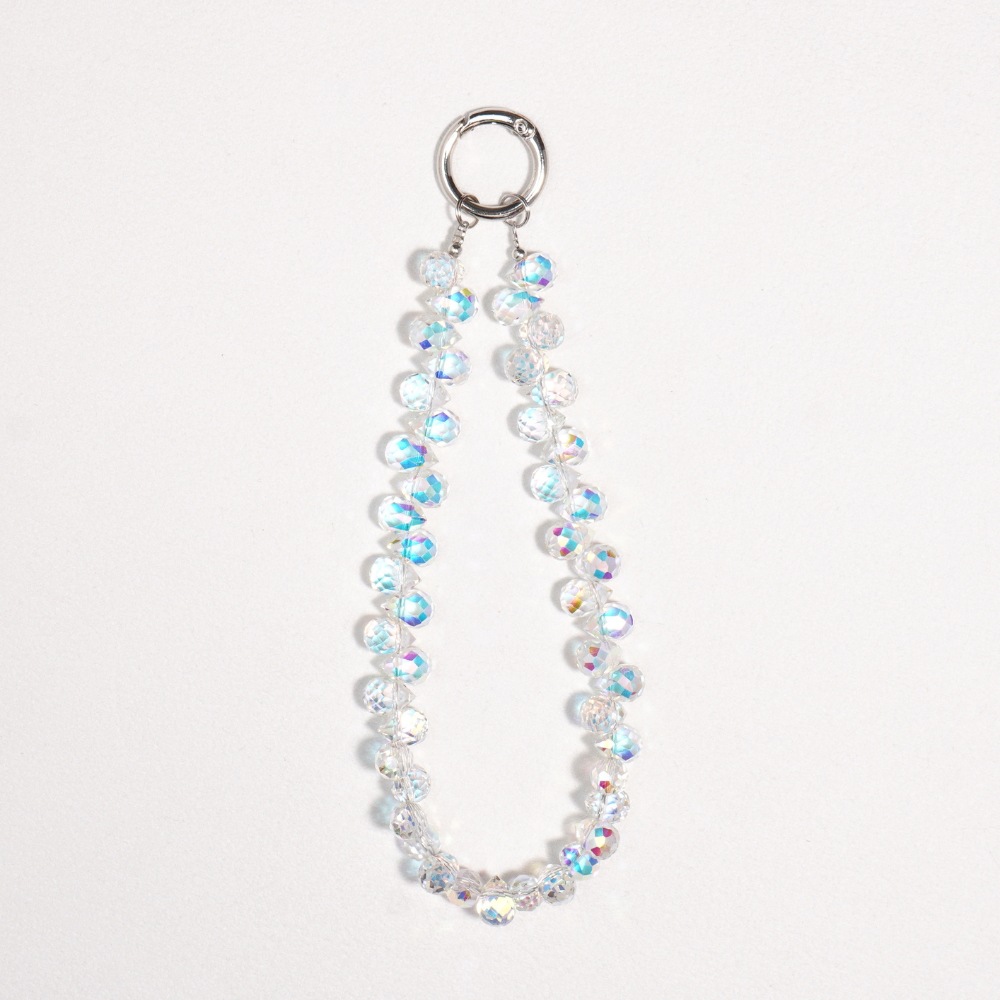 Crystal Phone Charm, Beaded Chain Keychain