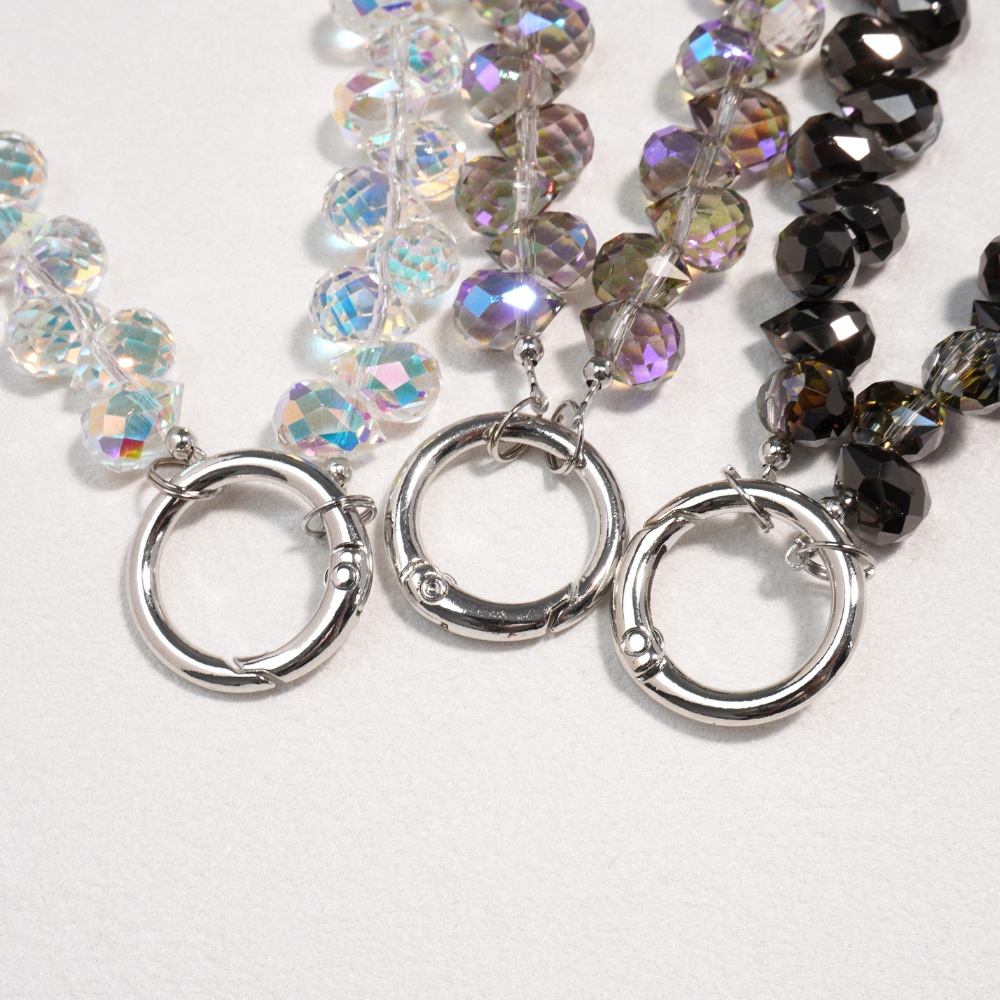Crystal Phone Charm, Beaded Chain Keychain