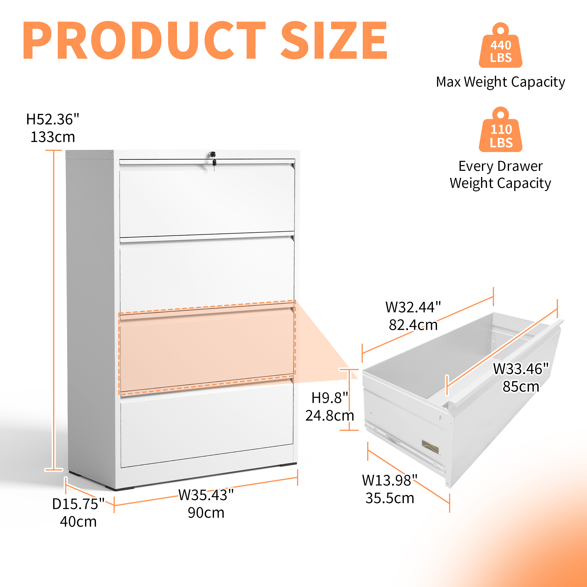 Lateral File Cabinet 4 Drawer Metal