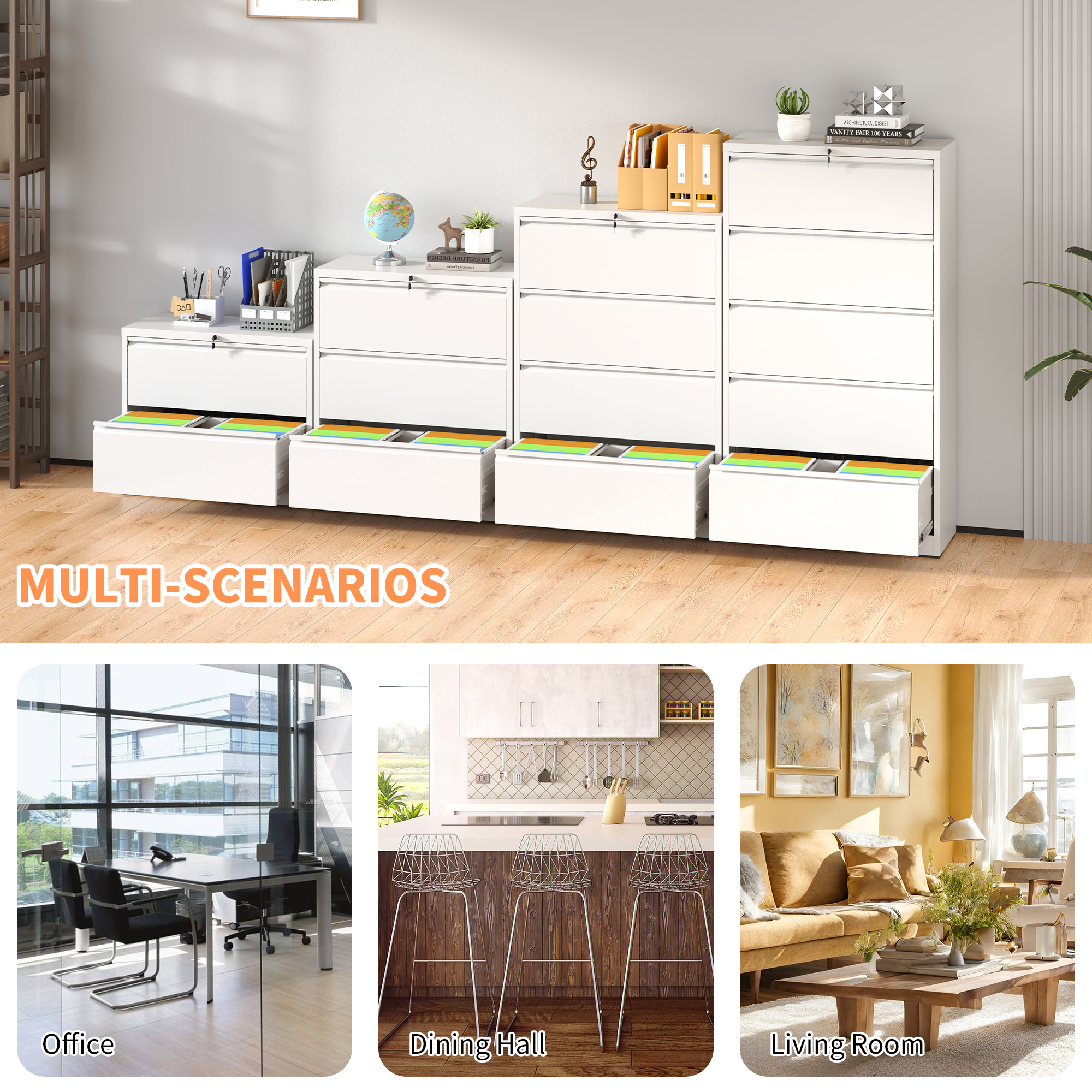 Lateral File Cabinet 4 Drawer Metal