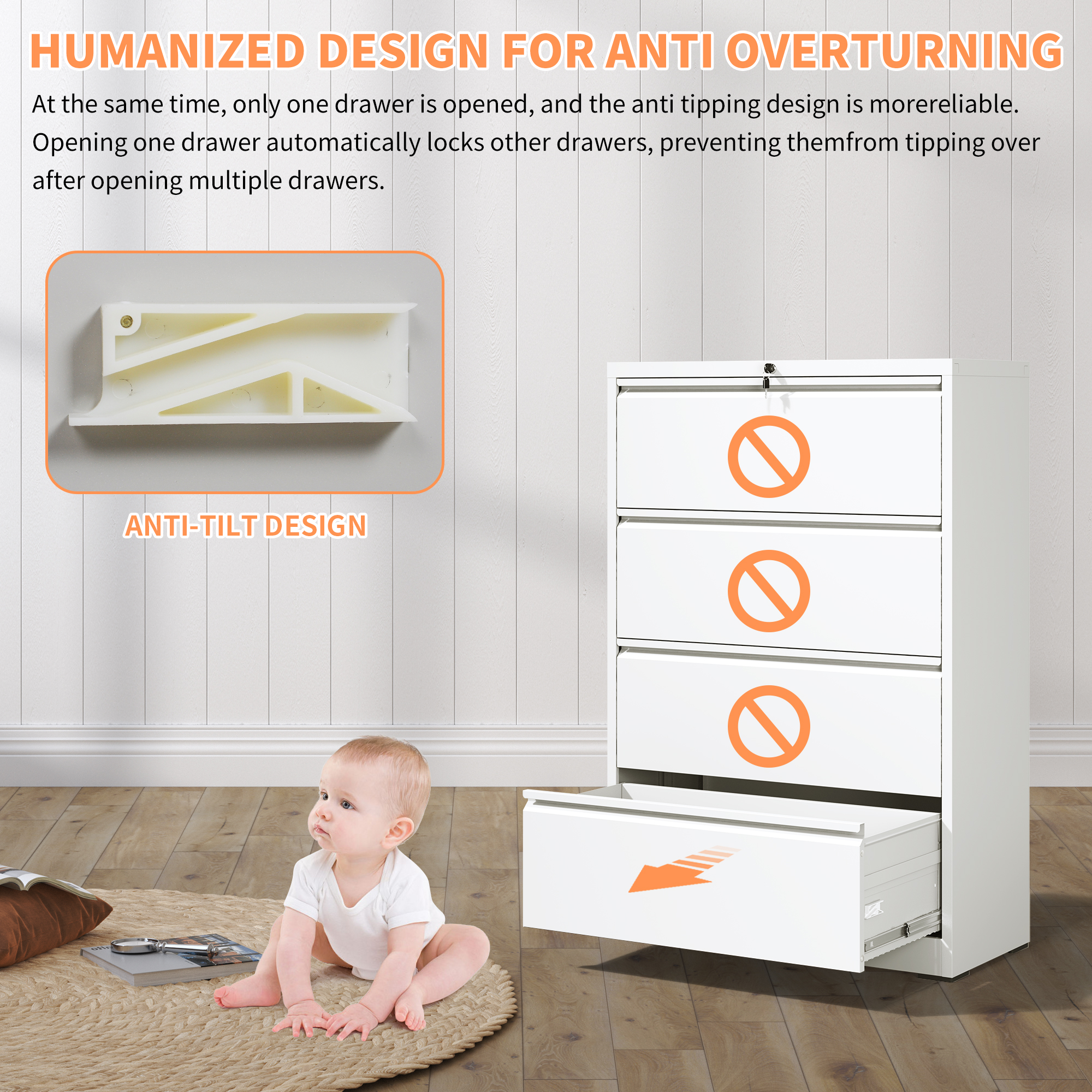 Lateral File Cabinet 4 Drawer Metal
