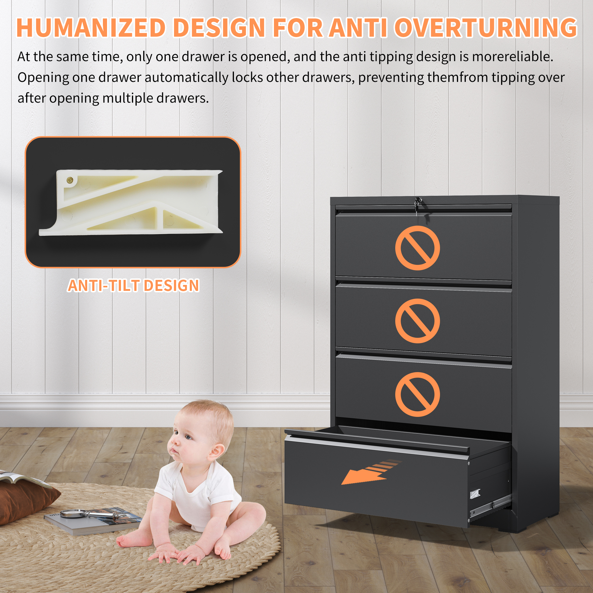 Lateral File Cabinet 4 Drawer Metal