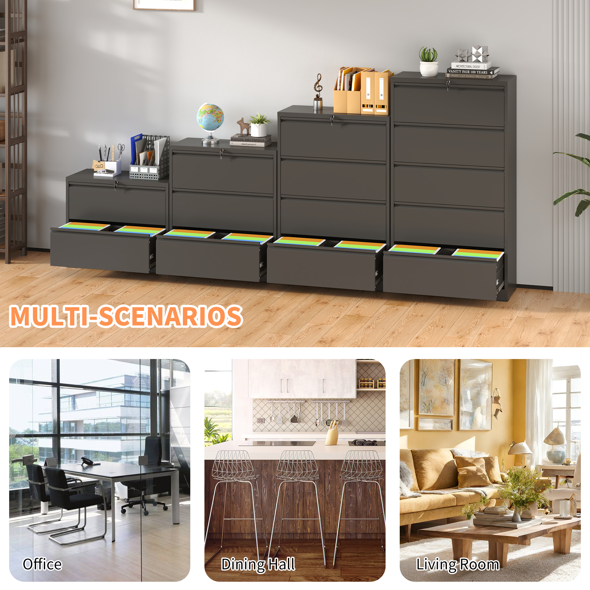 Lateral File Cabinet 4 Drawer Metal