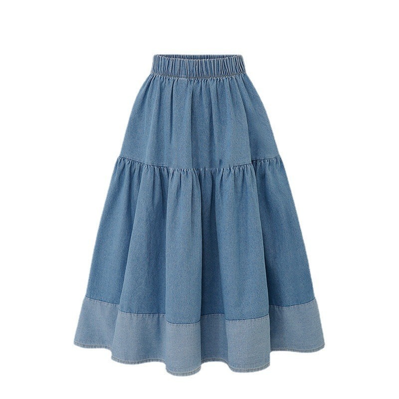 Plus-size Denim Skirt Flared Hem