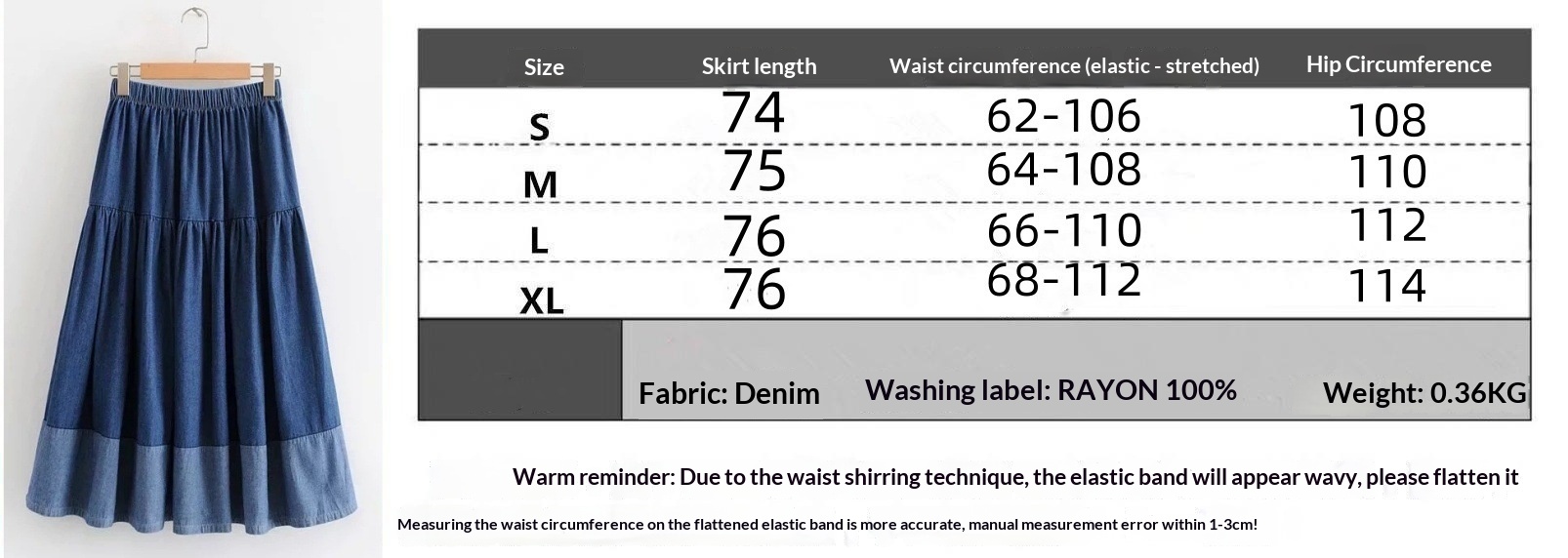 Plus-size Denim Skirt Flared Hem