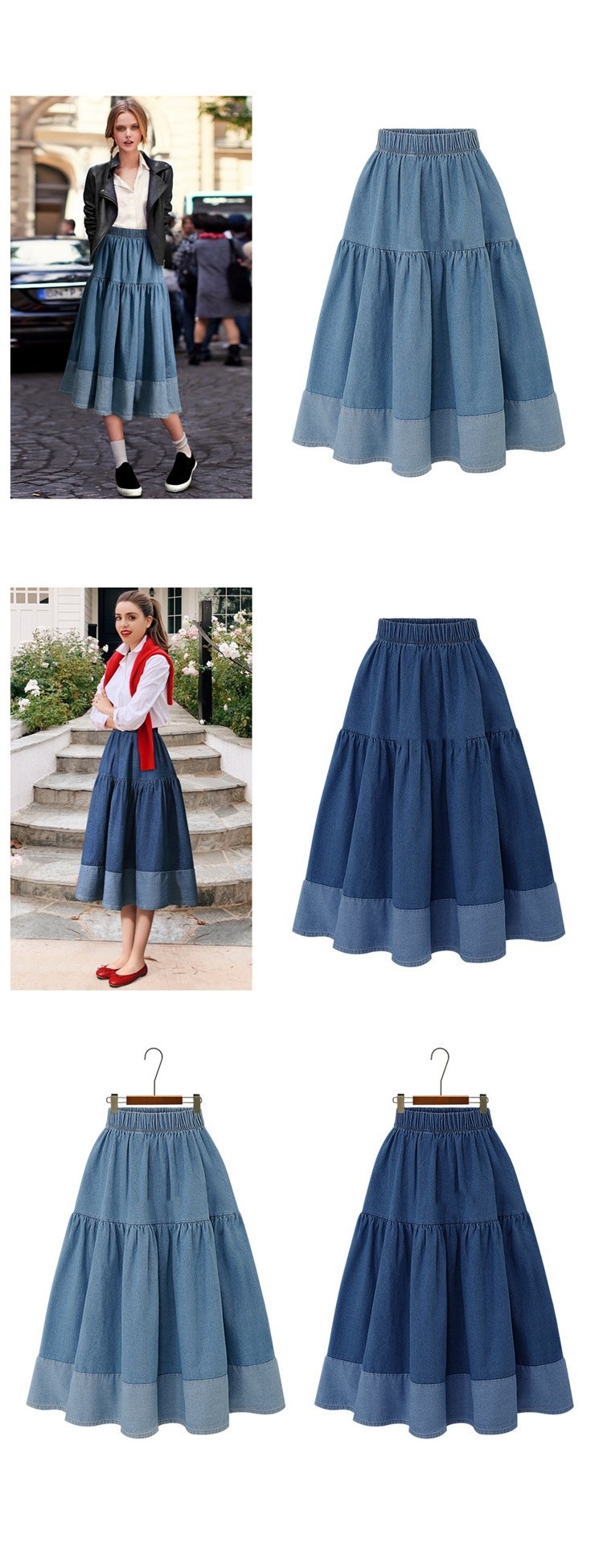 Plus-size Denim Skirt Flared Hem