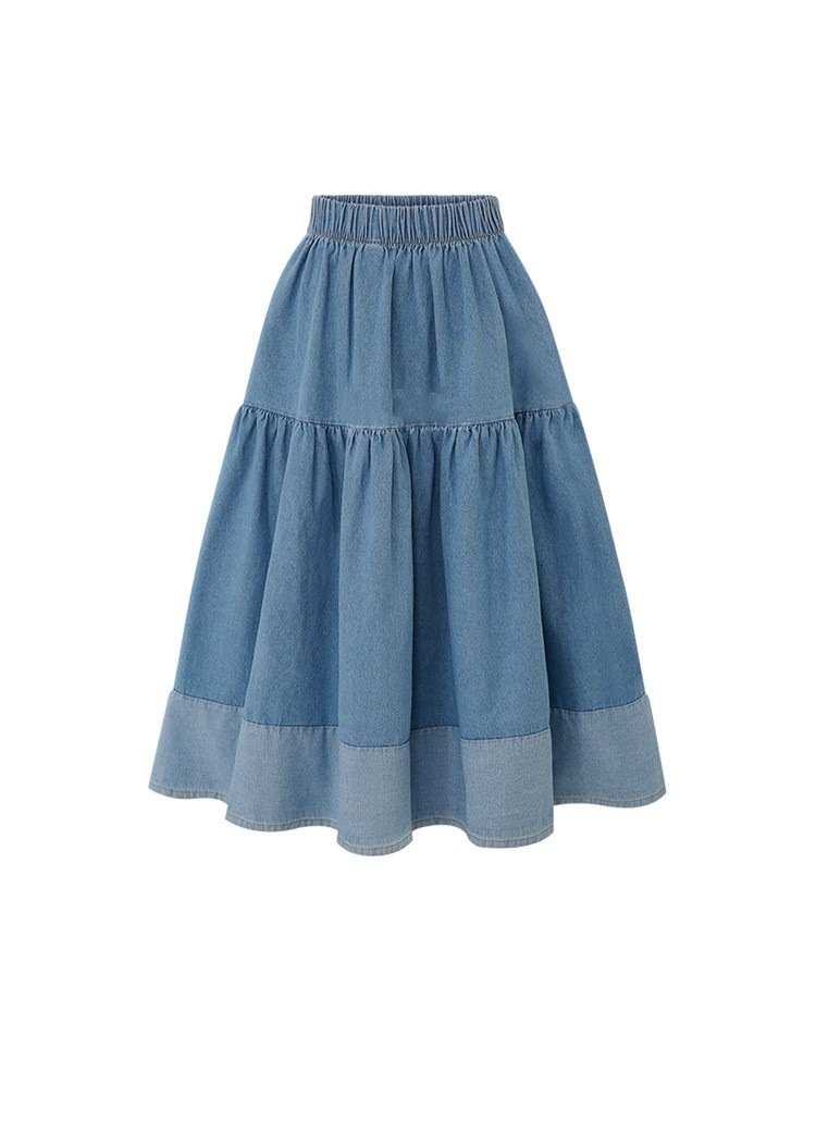 Plus-size Denim Skirt Flared Hem