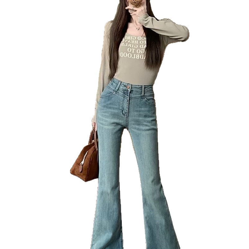 Denim Jeans High-Waisted Raw Edge