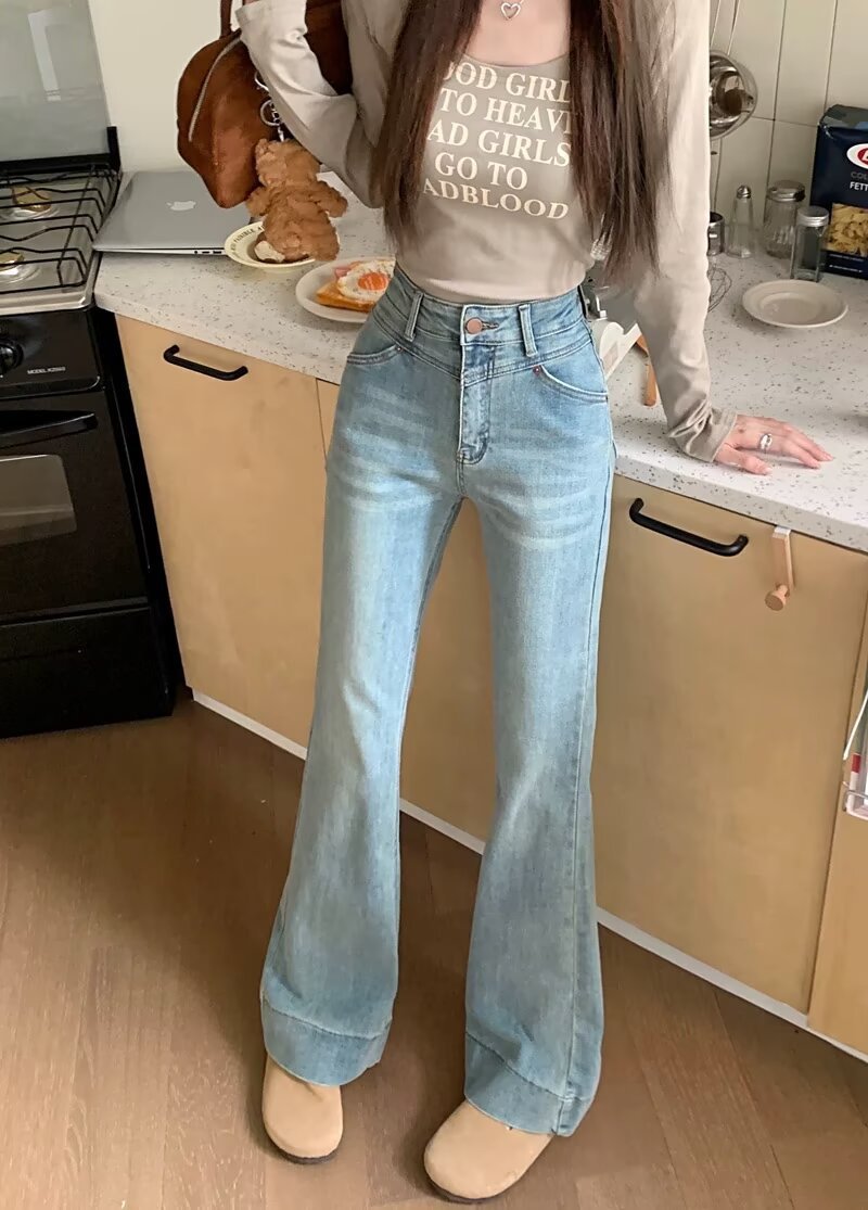 Denim Jeans High-Waisted Raw Edge