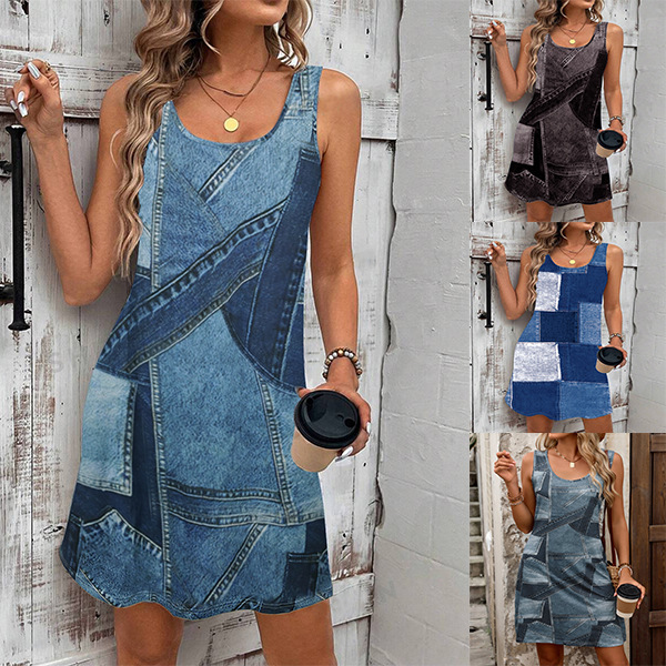 Womens Denim Dress Trendy
