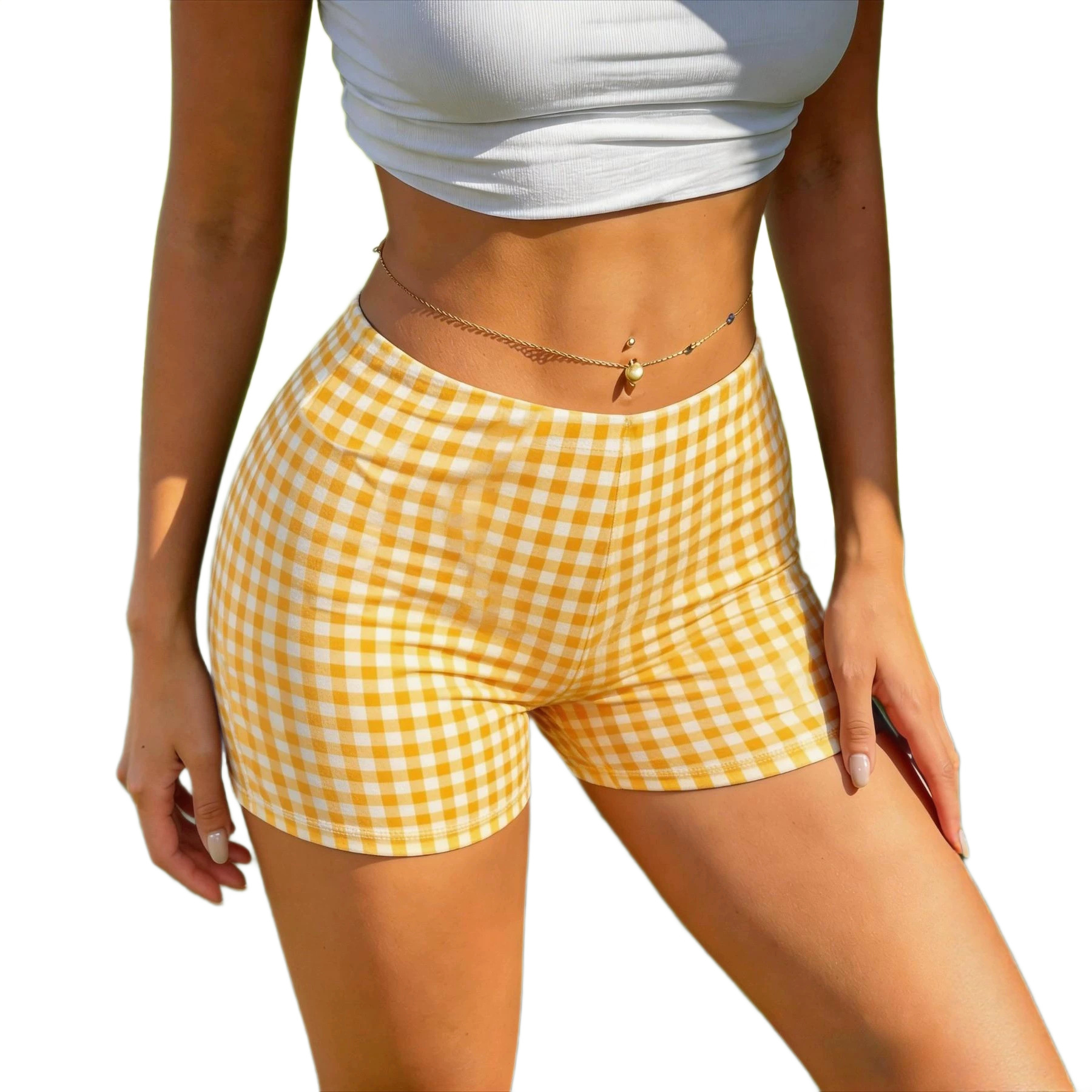 Yoga Shorts, High-Waisted Stretchy Polka Dots