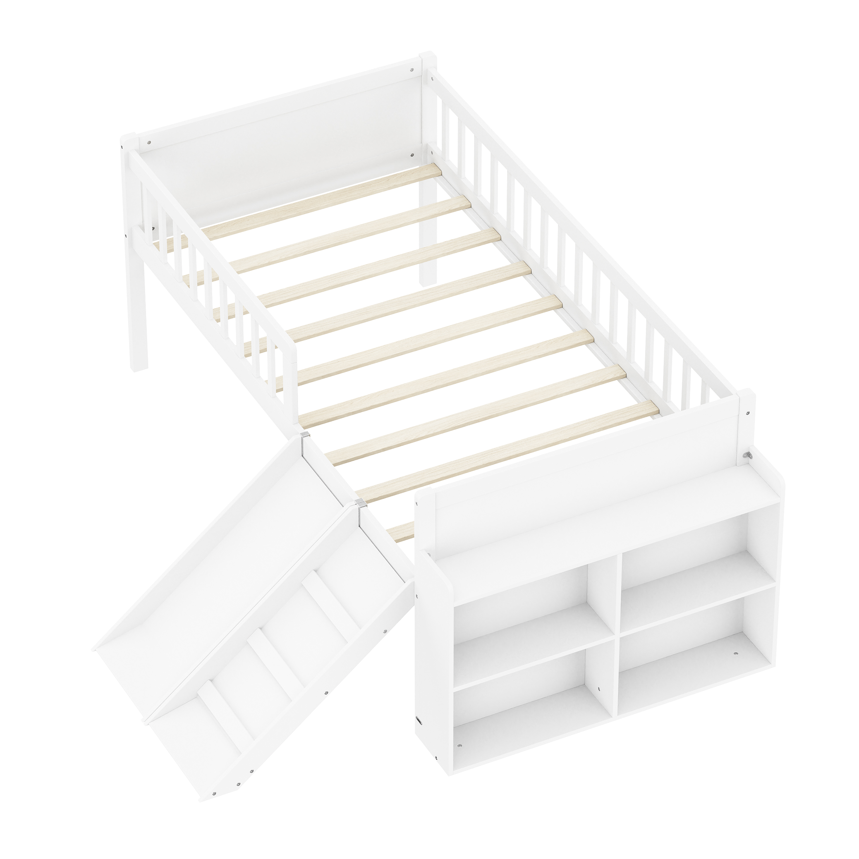 Twin Bed Frame Storage Shelf White