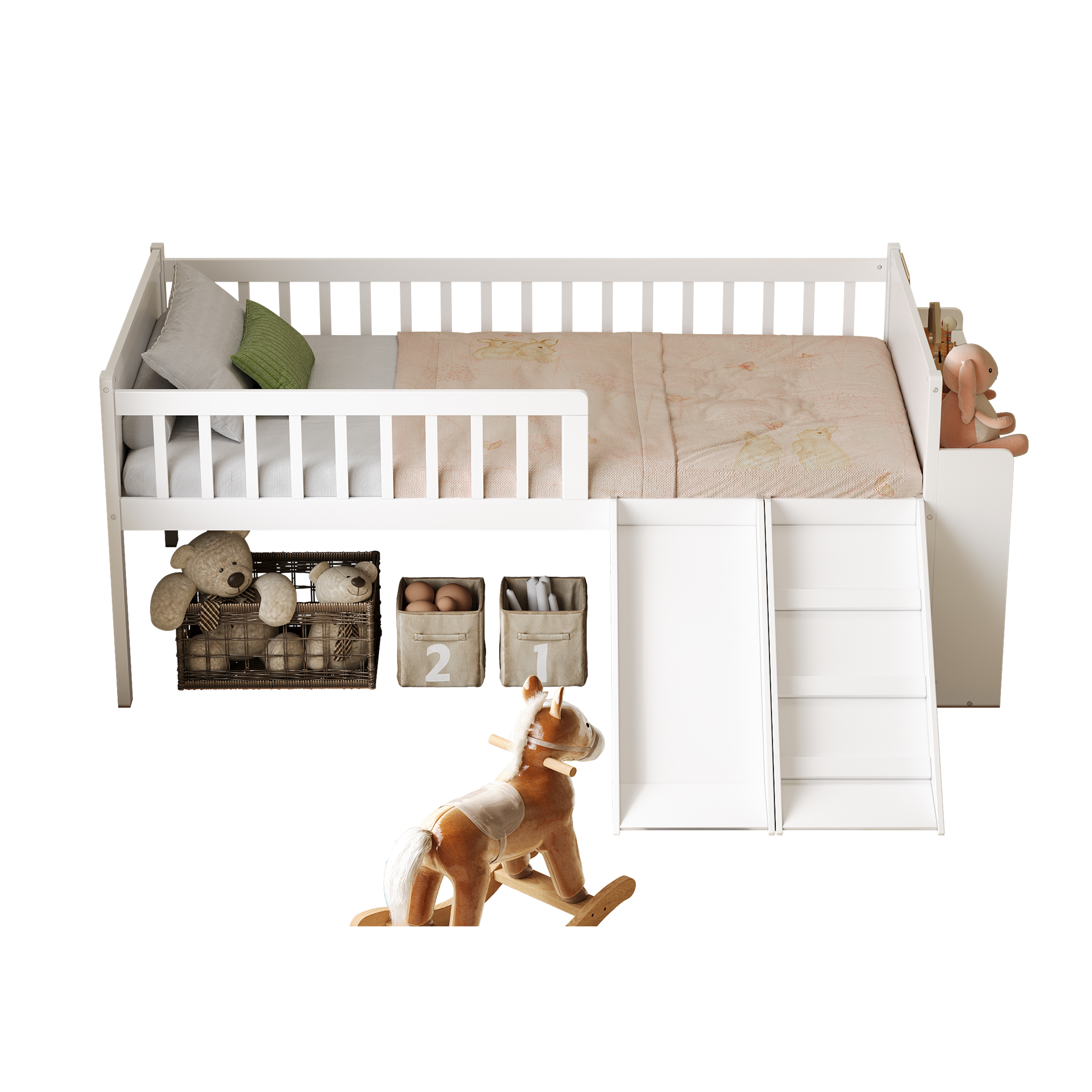 Twin Bed Frame Storage Shelf White